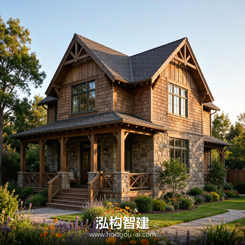 美式乡村别墅装修效果图 - 别墅外观设计 - 泓构智建别墅设计案例