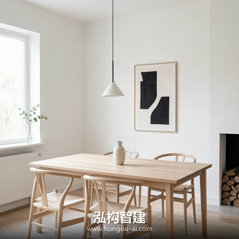 北欧风格别墅装修效果图 - 别墅餐厅设计 - 泓构智建别墅设计案例